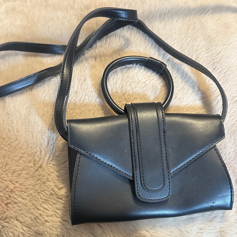 Urban Outfitters Black Leather Crossbody Bag with Handle